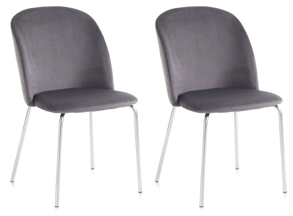 Set 2 Sedie 45x47x85 cm in Velluto Grigio sconto