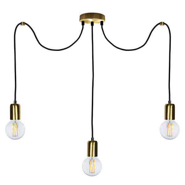 online Sospensione 3xE27 3Mt Montatura Oro Satinato E-Energy Elaide