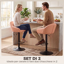 Set 2 Sgabelli da Bar Regolabili 49,5x48,5x86-108 cm con Schienale e Poggiapiedi in Pelle PU Marrone      