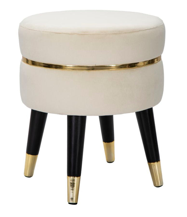 Sgabello Paris Ø35x40,5 cm in Legno Spugna Metallo e Poliestere Crema Nero e Oro prezzo