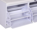 Divanetto Scarpiera 3 Scomparti con Cuscino Bianco 94.5x57x30 cm 