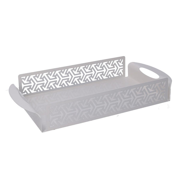 Vassoio Rettangolare 41x20xh6,5 cm in Metallo Design Frecce Bianco acquista