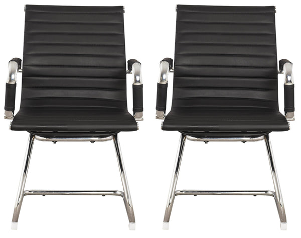 prezzo Set 2 Sedie Poltrone Attesa da Ufficio in Similpelle Imperial Nera