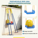 Altalena da Giardino per Bambini Trasformabile 3 in 1 Telaio in Metallo Blu      