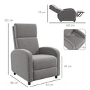 Poltrona Relax 64x86x102 cm Reclinabile Manuale in Tessuto Effetto Lino Grigia