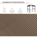 Gazebo per Barbecue con Tetto e 2 Ripiani Portaoggetti 240x150x230 cm in Metallo e PC Grigio Scuro