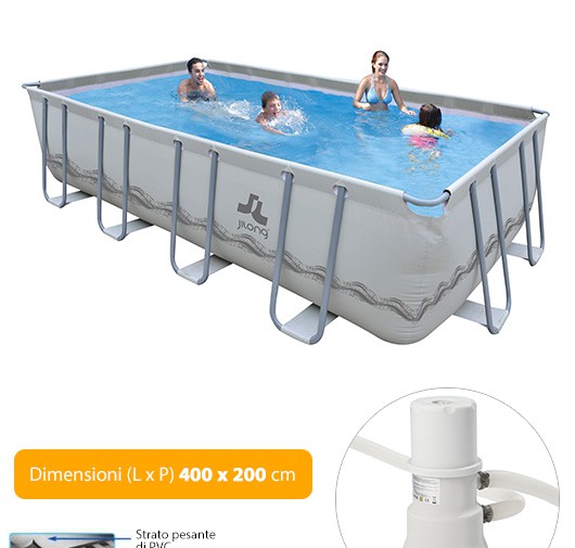 Piscina Fuori Terra Rettangolare 549x305x122cm Jilong Grigia