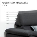 Divano Angolare 3 Posti 249,5x162,5x95 cm in Tessuto Grigio Scuro