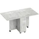 Tavolo da Pranzo Pieghevole 140x76x74 cm con Ruote con 2 Cassetti 2 Ante e Armadietto in Legno Grigio Cemento      