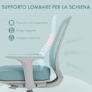 Sedia da Ufficio Ergonomica 55x48x82,5-94,5 cm ad Altezza Regolabile con Schienale in Poliestere Traspirante Verde Chiaro      