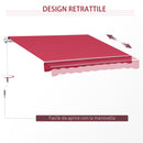 Tenda da Sole Avvolgibile a Parete 4x2.5m in Poliestere Rosso Scuro