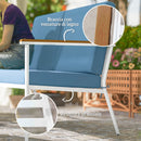 Set  5 Pezzi da Esterno Divano 2 Poltrone e 2 Tavolini in Vetro Azzurro   