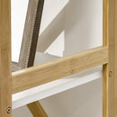 Scaffalatura a 5 Piani 70x37,5x150 cm in Bamboo e MDF Bianco