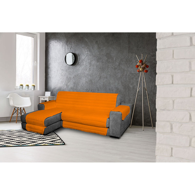 Copridivano Trapuntato in Microfibra con Penisola Sinistra Arancio