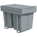 Pattumiera Estraibile Sottolavello per Differenziata 52x33.5x41 cm con 2 Secchi da 20L In PP e ABS Grigio      