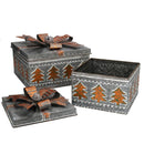 Set 2 Scatole in Metallo grigio oro quadro 