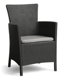 Set Tavolino e 2 Poltrone da Giardino Effetto Rattan Keter Iowa Balcony Antracite