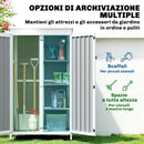 Armadio da Giardino 94x43x166 cm con Ripiani Rimovibili e Porta Bloccabile in Legno e Acciaio Bianco e Nero      