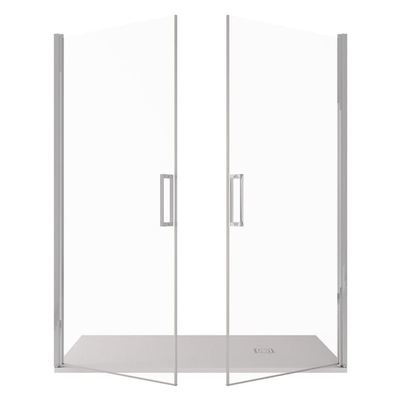 Porta Parete Doccia 2 Ante Batttenti in Cristallo Trasparente 6mm H195 Bonussi Alexia Varie Misure