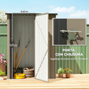 Capanno Porta Attrezzi 142x86x189 cm con Tetto Inclinato e Porta Bloccabile in Metallo Marrone      