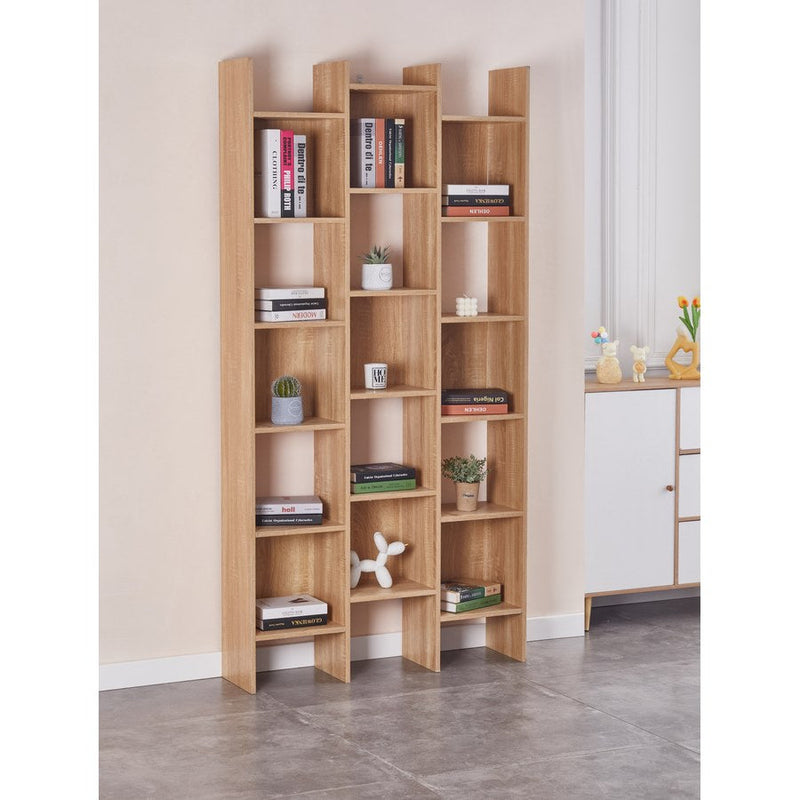 Libreria 15 Ripiani 96x24,8x192 cm in Legno MDF Rovere