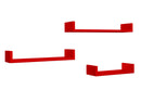 Set 3 Mensole da Parete 60-50-40x15,5x8 cm in Fibra di Legno Calamita Rosso