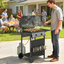 Barbecue a Gas 99x56x95 cm 2 Bruciatori Tavolini Laterali Vassoio Raccogli Grassi in Metallo e Acciaio Nero      