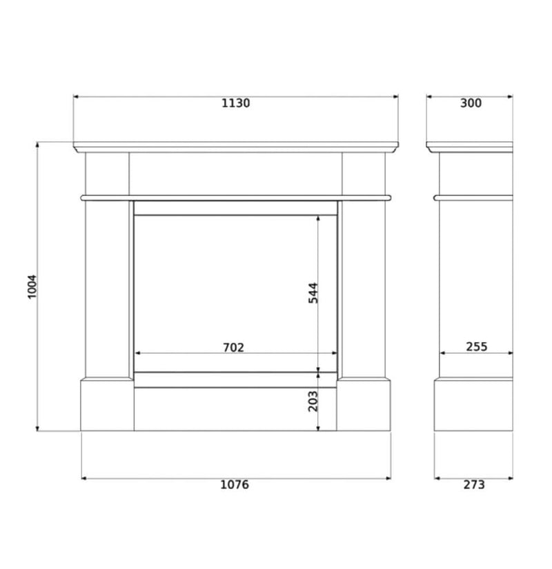 Camino a Bioetanolo da Pavimento 113x30x100 cm in Legno Bianco