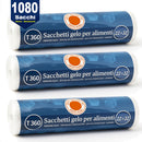 Set 3 Rotoli Sacchetti Freezer 22x32 cm 1080 Sacchetti per Alimenti in Plastica Trasparente      