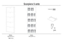 Scarpiera Salvaspazio 5 Ante 12 Paia  63x190x18 cm Noce Stelvio