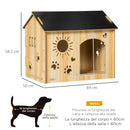 Cuccia per Cani da Interno 69x50x58,5cm Casetta Intagliata in MDF Quercia e Nero  