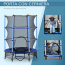Trampolino Elastico per Bambini da 3 Anni Ø140 cm con Rete di Protezione Blu e Nero 