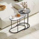 Set 2 Tavolini da Salotto Impilabili con Telaio in Metallo Grigio e Bianco      
