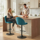 Set di 2 Sgabelli da Bar 43x48x84-106 cm Sgabelli Moderni Girevoli con Poggiapiedi in Velluto Blu      