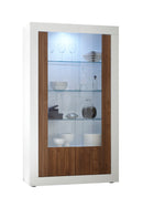 Mobile Vetrina 2 Ante 110x42x191 cm in Legno TFT Lipari Bianco e Noce