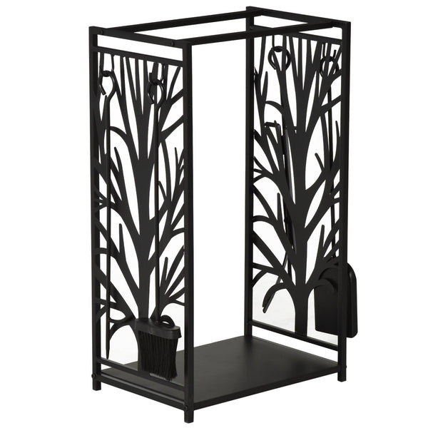 acquista Portalegna Legnaia 46x29x70 cm in Acciaio con Attrezzi Nero