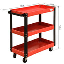Carrello Porta Attrezzi da Officina 3 Ripiani Rosso 70x35x75.5 cm 