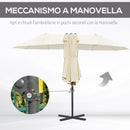 Ombrellone da Giardino Doppio 440x270x250 cm in Acciaio e Poliestere Crema