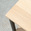 Tavolino da Caffè 45x35x48 cm con Mensola Inferiore in Acciaio e Legno