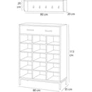Mobile Ingresso con Scarpiera 15 Paia e Appendiabiti da Parete Bianco