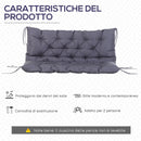 Cuscino da Giardino 2 Posti 132x110x10 cm con Schienale per Panche e Dondoli in Poliestere Grigio Scuro      