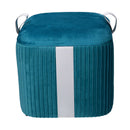 Set  3 Pouf Contenitore in Tessuto Velluto Turchese