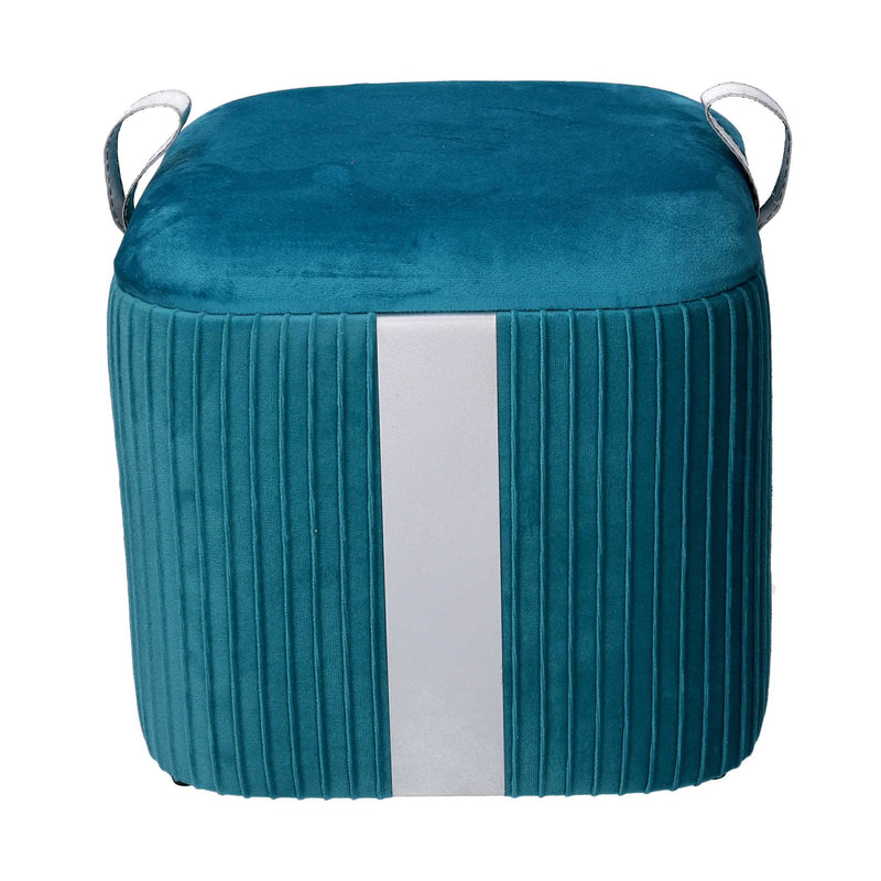 Set  3 Pouf Contenitore in Tessuto Velluto Turchese