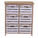 Cassettiera 6 Cassetti in Legno 58x30x66cm Arianna Naturale e Bianca