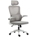 Sedia da Ufficio Direzionale 60x59x114-122 cm con Poggiatesta in Poliestere Grigio