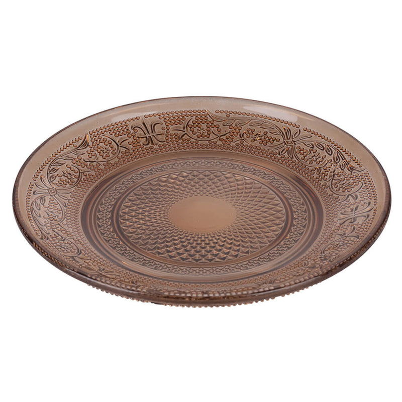 Set 6 Piatti Pane Ø15 cm  in Vetro VdE Tivoli 1996 Imperial Ecrù Ambra e Fumè