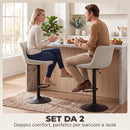 Set 2 Sgabelli Bar Girevoli Regolabili 47x53x90-110 cm con Base in Metallo e Schienale Bianco Crema      