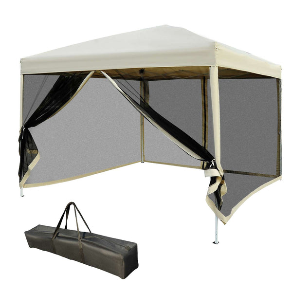 prezzo Gazebo da Giardino 3x3m in Acciaio Pareti Rimovibili Tessuto Oxford Crema