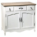 Credenza in Legno 2 Ante 3 Cassetti 95x45x88cm Country Bianca