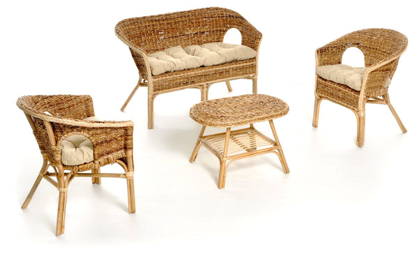 prezzo Set Salotto da Giardino in Fibra di Banano Divano 2 Posti Tavolino e 2 Poltrone Taddei Giava